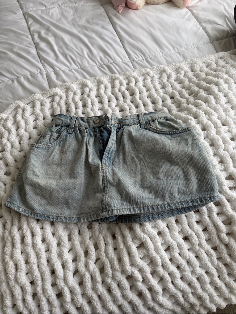 Free People Light Blue Denim Mini Skirt